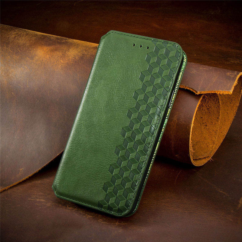 Купити Шкіряний чохол-книжка GETMAN Cubic (PU) на Xiaomi Redmi Note 10 Pro / 10 Pro Max (Зелений) на vchehle.ua