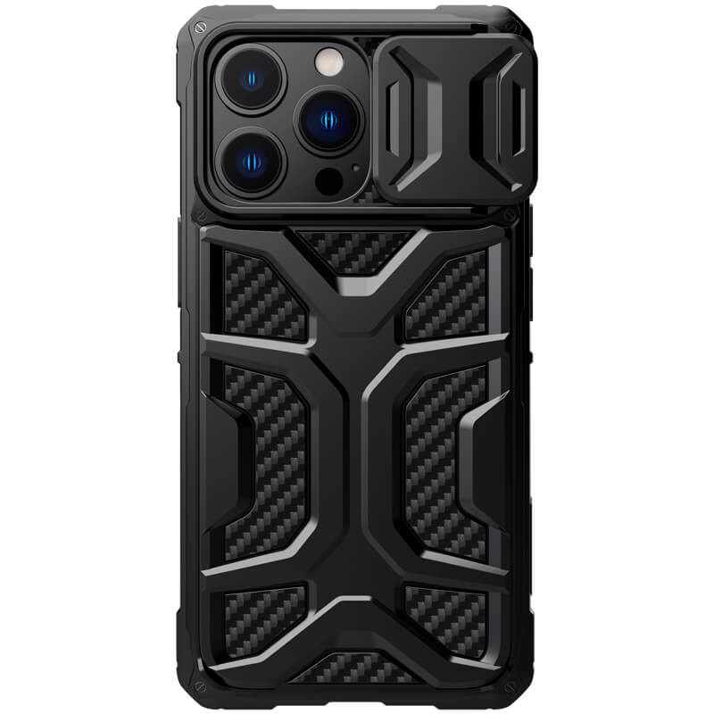 TPU+PC чехол Nillkin CamShield Adventurer (шторка на камеру) для Apple iPhone 13 Pro Max (6.7") (Черный)