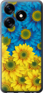 Чехол Жёлто-голубые цветы для Tecno Spark 10
