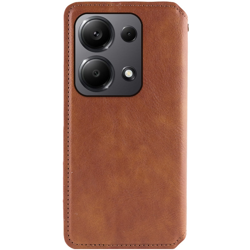 Фото Шкіряний чохол книжка GETMAN Cubic (PU) на Xiaomi Redmi Note 13 Pro 4G / Poco M6 Pro 4G (Коричневий) на vchehle.ua