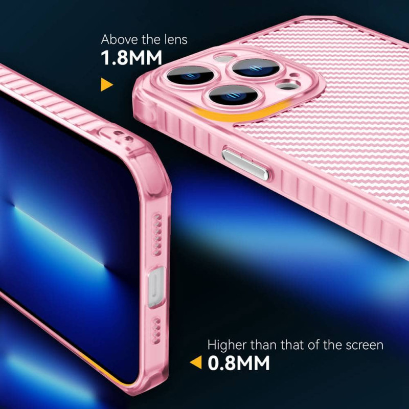 Фото Чохол TPU Ease Carbon color series на Apple iPhone 12 Pro Max (6.7") (Рожевий / Прозорий) в маназині vchehle.ua