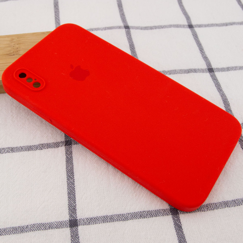 Фото Чохол Silicone Case Square Full Camera Protective (AA) на Apple iPhone XS / X (5.8") (Эстетический дефект / Червоний / Red) на vchehle.ua