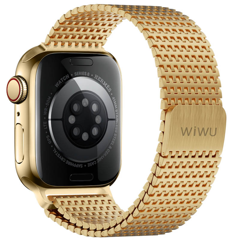 Фото Ремешок WiWU Stainless steel для Apple Watch 38/40/41/42mm(ser.10) (Gold) на vchehle.ua