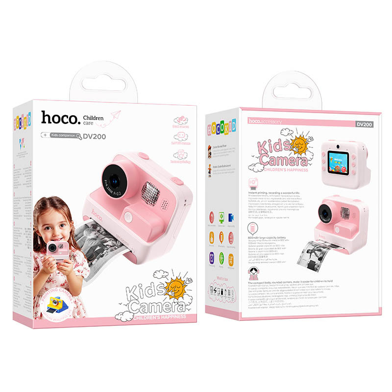 Замовити Дитяча фотокамера моментального друку Hoco DV200 Dual lens (Pink) на vchehle.ua