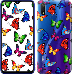 Чехол Красочные мотыльки для Realme 3 Pro