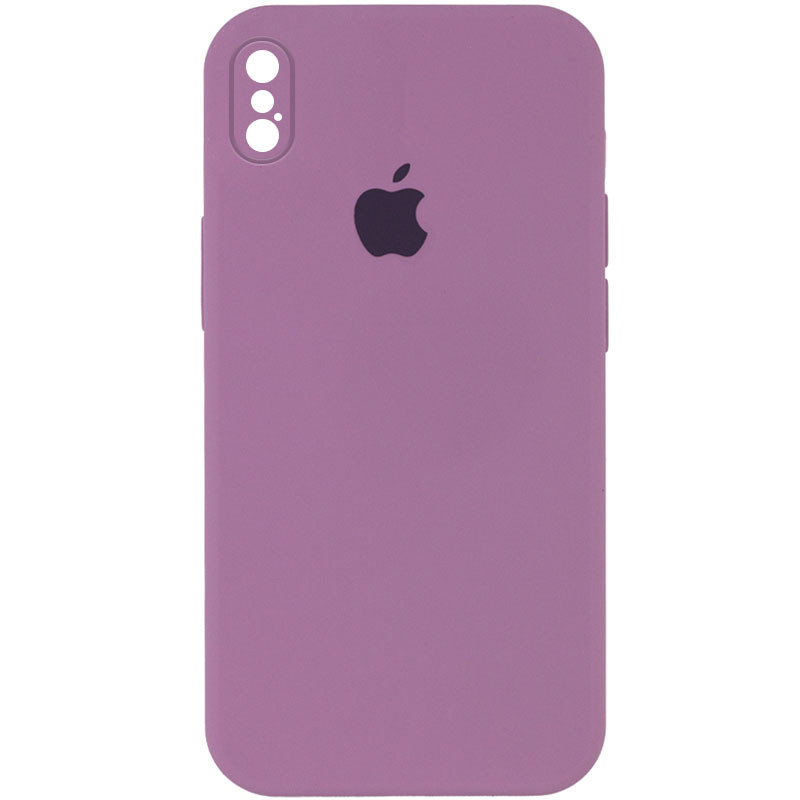 Чохол Silicone Case Square Full Camera Protective (AA) для Apple iPhone X / XS (5.8") (Ліловий / Lilac Pride)