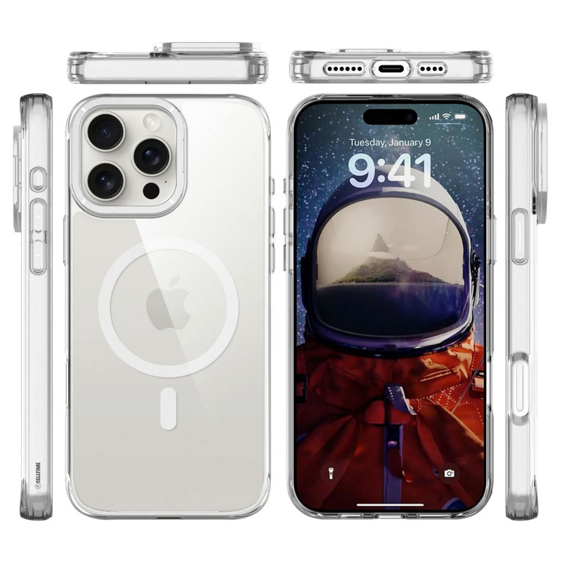 Фото Чехол TPU Space Case Apex with Magnetic Safe для Apple iPhone 16 Pro Max (6.9") (Silver) на vchehle.ua