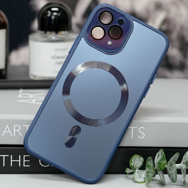Фото Чохол TPU+Glass Sapphire Midnight with Magnetic Safe на Apple iPhone 12 Pro Max (6.7") (Синій / Deep navy) на vchehle.ua