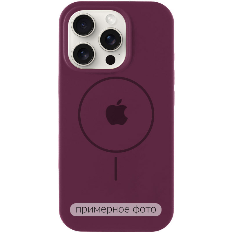 Чохол Silicone Case Full Protective (AA) with Magnetic Safe на Apple iPhone 14 (6.1") (Бордовий / Plum)