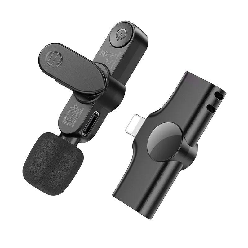 Купити Петличний бездротовий мікрофон Borofone BFK12 Trophy lavalier Lightning (Black) на vchehle.ua