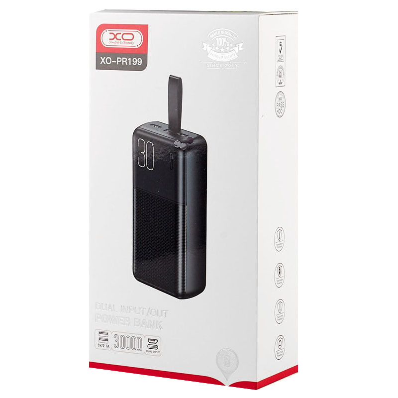 Купити Уцінка Портативне ЗУ Power Bank XO PR199 30000 mAh (Розкрита упаковка / Black) на vchehle.ua