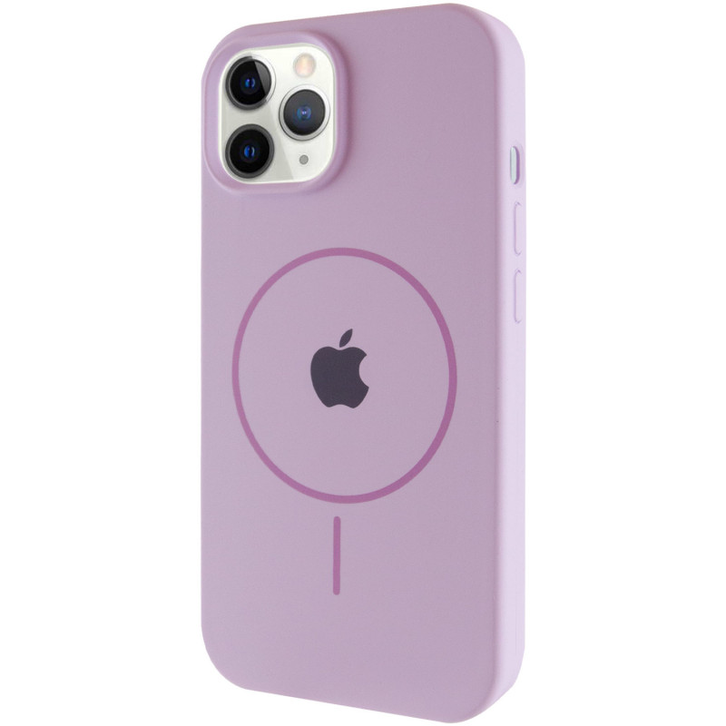 Чохол Silicone Case Full Protective (AA) with Magnetic Safe на Apple iPhone 12 Pro Max (6.7") (Сиреневый / Lilac)