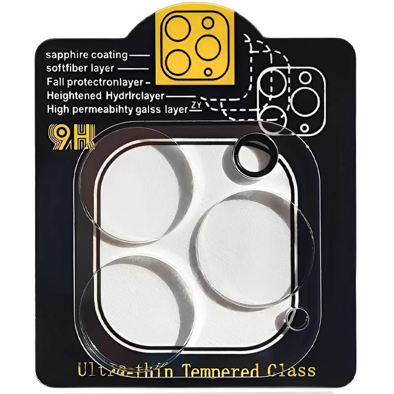 Захисне скло на камеру Full Block (тех.пак) на Apple iPhone 14 Pro (6.1") / 14 Pro Max (6.7") (Прозорий)
