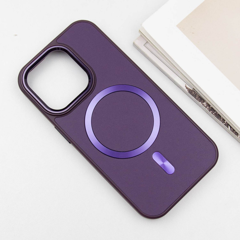 Фото Шкіряний чохол SnapCase with Magnetic Safe на Apple iPhone 15 Pro (6.1") (Dark Purple) в маназині vchehle.ua