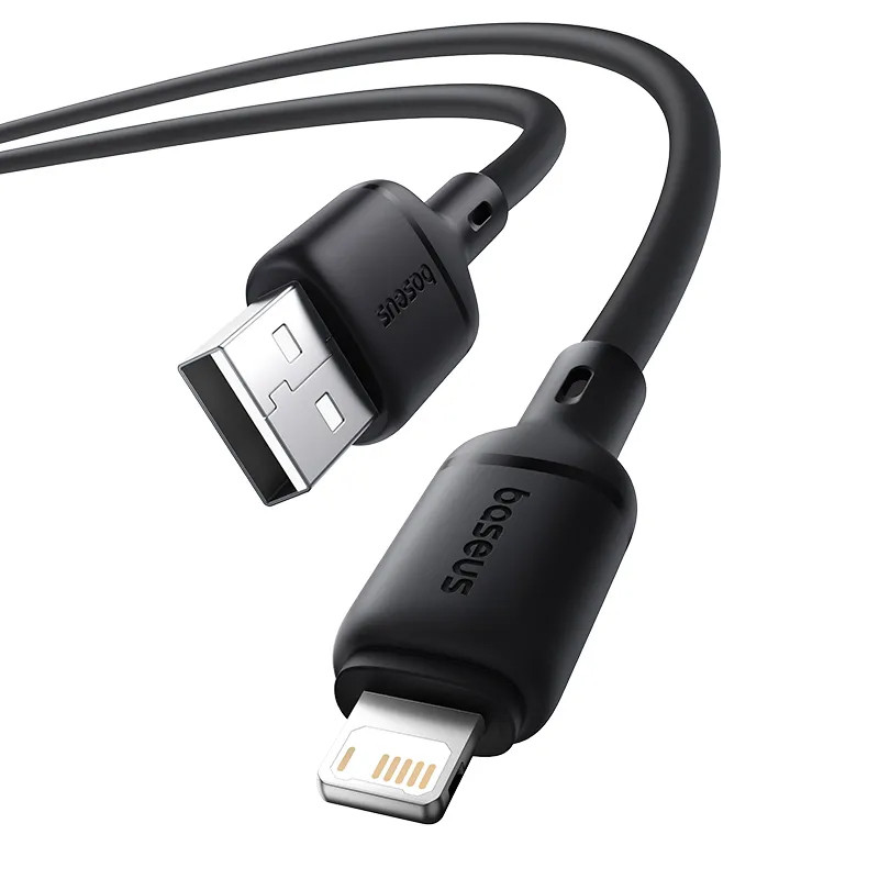 Дата кабель Baseus Silky Series OS Fast Charging USB to Lightning 2.4A (1m) (P1037770) (Cluster Black) в магазині vchehle.ua