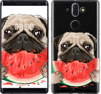 

Чохол Мопс і кавун на Nokia 8 Sirocco 843962