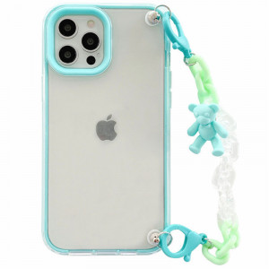 Чехол Crystal Bear c подвесной цепочкой для iPhone 12