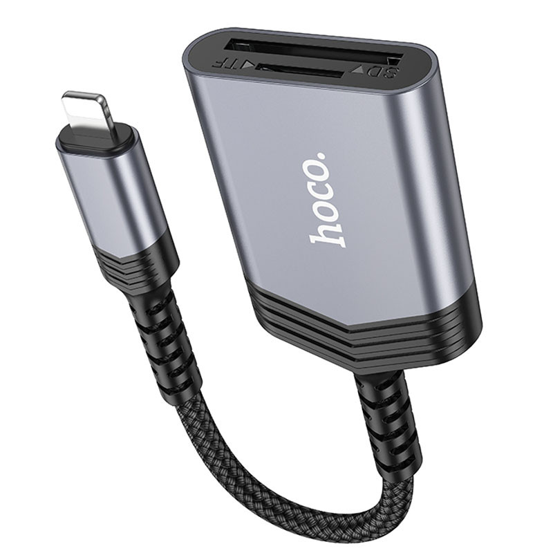 Картридер Hoco UA25 2in1 Lightning (Metal gray) в магазине vchehle.ua