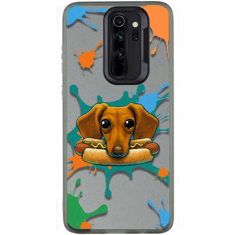 TPU+PC чохол TakiTaki Graffiti magic glow на Xiaomi Redmi Note 8 Pro (Sausage dog / Black)