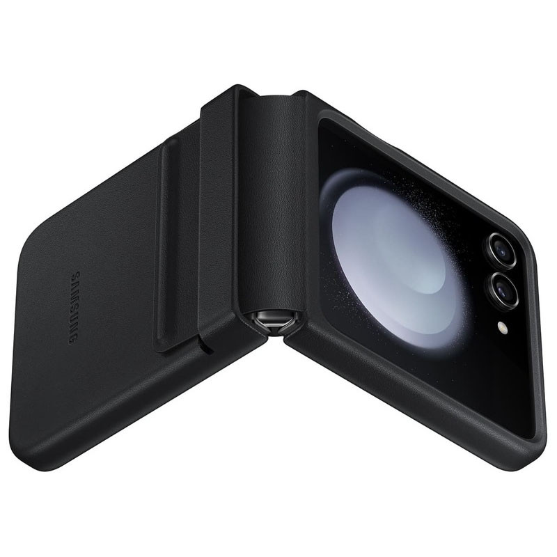 Фото Шкіряний чохол Leather Case (AAA) на Samsung Galaxy Z Flip6 (Black) в маназині vchehle.ua