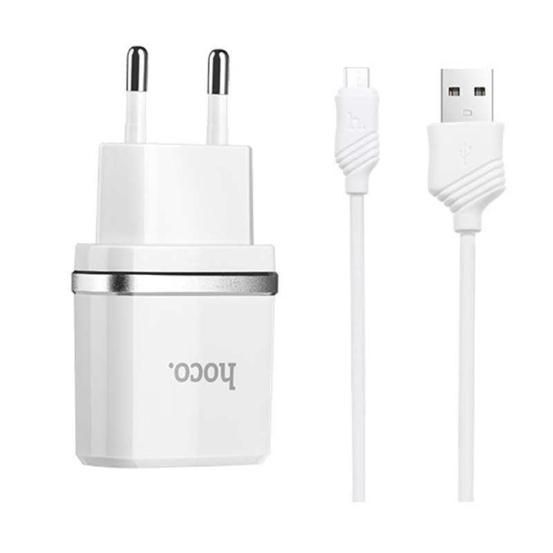 СЗУ Hoco C11 USB Charger 1A (+кабель microUSB 1м) (Белый)