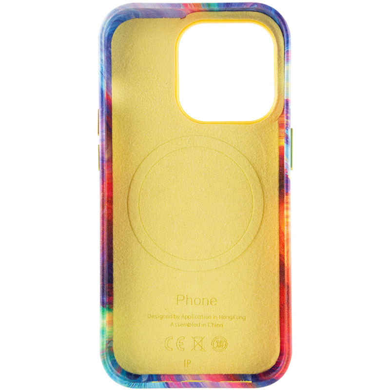 Шкіряний чохол Colour Splash with Magnetic Safe на Apple iPhone 13 Pro Max (6.7") (Yellow / Red) в магазині vchehle.ua