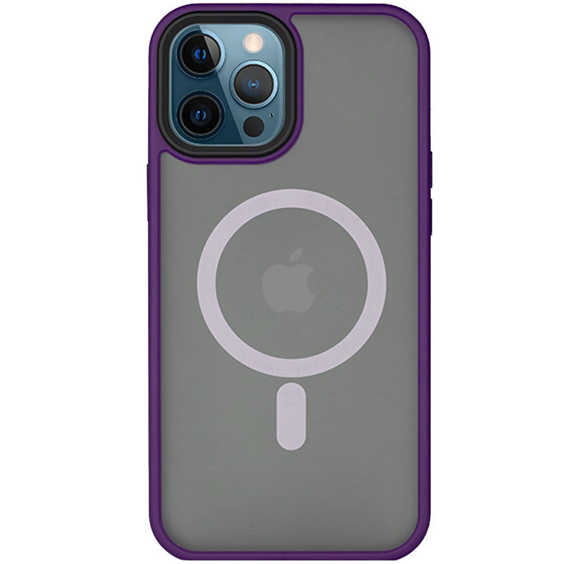 TPU+PC чехол Metal Buttons with Magnetic Safe для Apple iPhone 14 Pro (6.1") (Темно-фиолетовый)