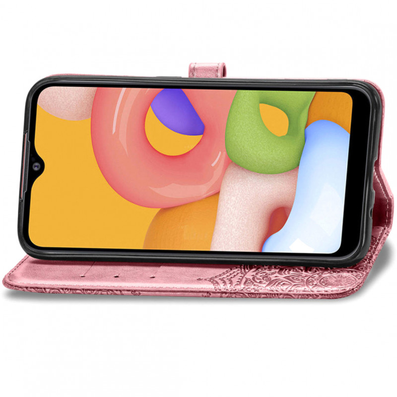 Кожаный чехол-книжка Art Case с визитницей для Samsung Galaxy A01 (Розовый) в магазине vchehle.ua