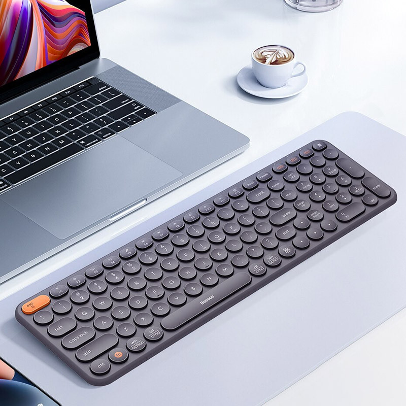 Купити Бездротова клавіатура Baseus OS K01B Wireless Tri-Mode Keyboard (English Ver.) (B00955504) (Frosted Gray) на vchehle.ua