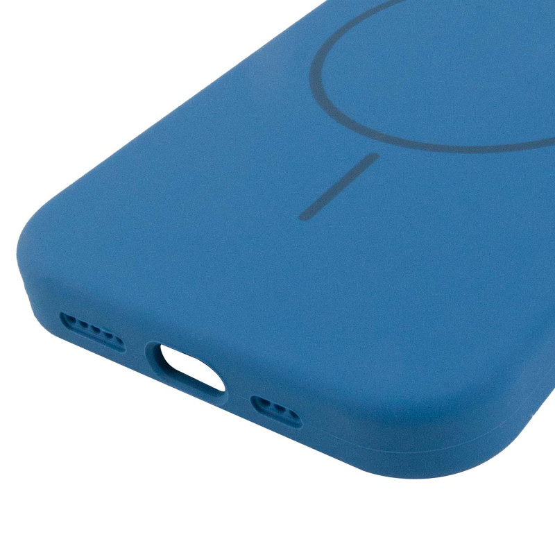 Купить Чехол Silicone Case Full Protective (AA) NO LOGO with Magnetic Safe для Apple iPhone 15 (6.1") (Синий / Denim Blue) на vchehle.ua