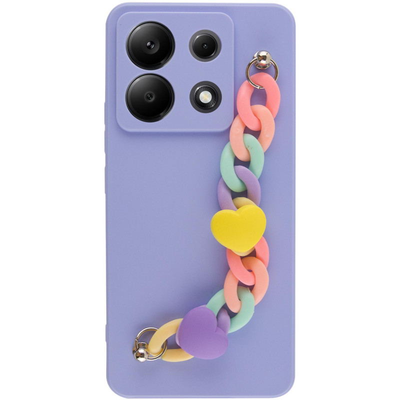 Чехол Chained Heart c подвесной цепочкой для Xiaomi Redmi Note 13 4G (Lilac Blue)