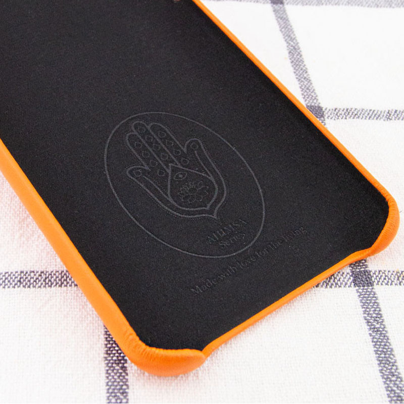 Фото Уценка Кожаный чехол AHIMSA PU Leather Case Logo (A) для Apple iPhone 12 mini (5.4") (Эстетический дефект / Оранжевый) на vchehle.ua