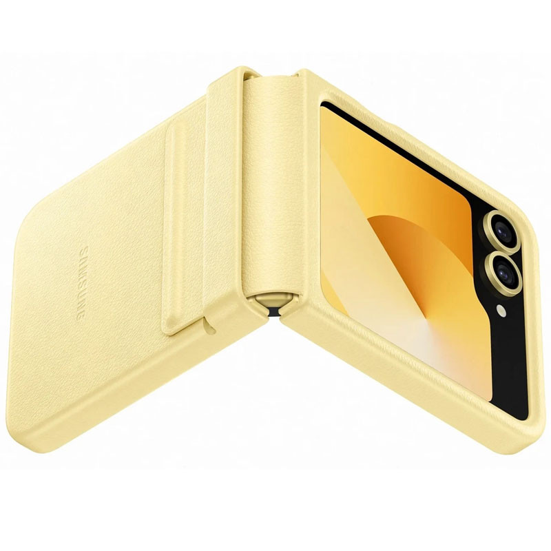 Купити Шкіряний чохол Leather Case (AAA) на Samsung Galaxy Z Flip6 (Yellow) на vchehle.ua