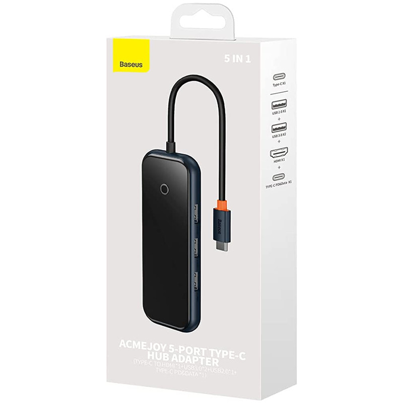 Купить Переходник Baseus Hub AcmeJoy 5-Port Type-C (HDMI*1+USB3.0*2+USB2.0*1+Type-C PD&Data*1) (WKJZ) (Dark Gray) на vchehle.ua