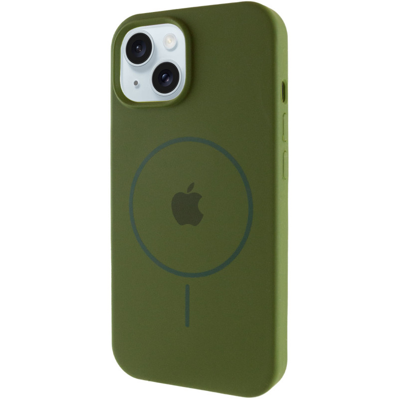 Чохол Silicone Case Full Protective (AA) with Magnetic Safe на Apple iPhone 14 Plus (6.7") (Зелений / Dark Olive)