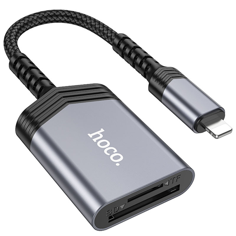 Картридер Hoco UA25 2in1 Lightning (Metal gray)