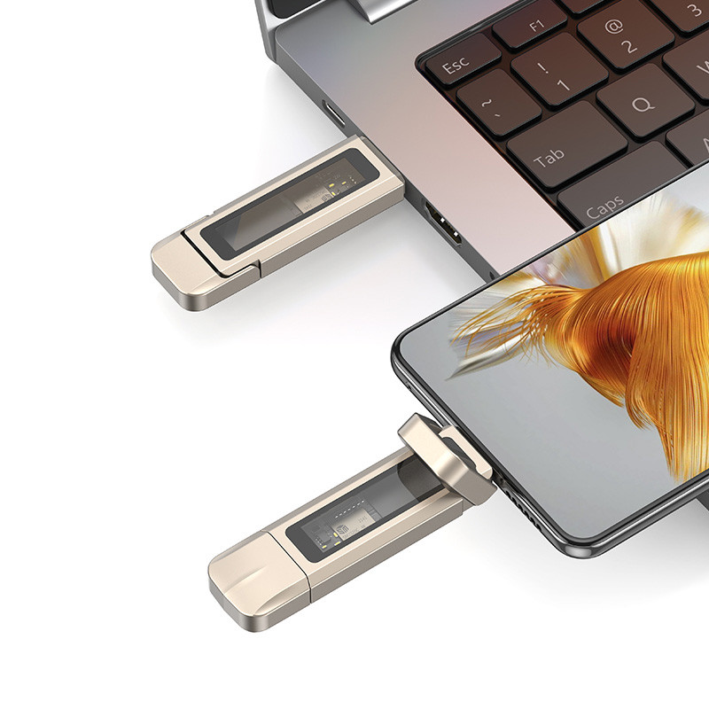 Фото Флеш-накопитель Usams US-ZB276 2in1 USB 3.2 + Type-C GEN1 Dual Ports Aluminum Alloy 5G – 512GB (Silver) на vchehle.ua