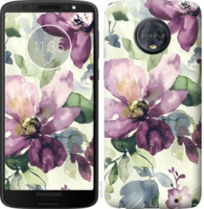Чехол Цветы акварелью для Motorola Moto G6 Plus
