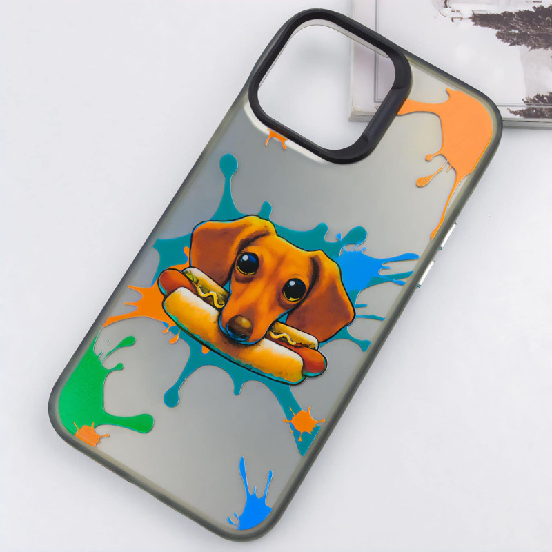 Фото TPU+PC чехол TakiTaki Graffiti magic glow для Apple iPhone 14 Pro Max (6.7") (Sausage dog / Black) на vchehle.ua