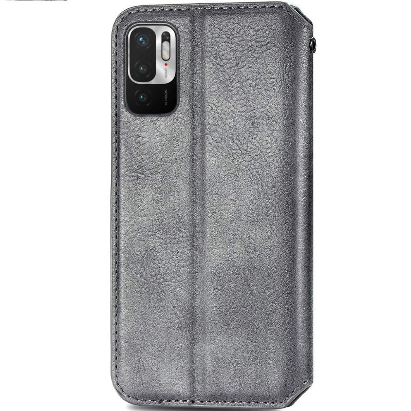 Шкіряний чохол-книжка GETMAN Cubic (PU) на Xiaomi Redmi Note 10 5G / Poco M3 Pro (Сірий) в магазині vchehle.ua