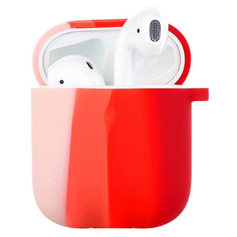 Силиконовый футляр Colorfull для наушников AirPods 1/2 (Розовый / Красный)