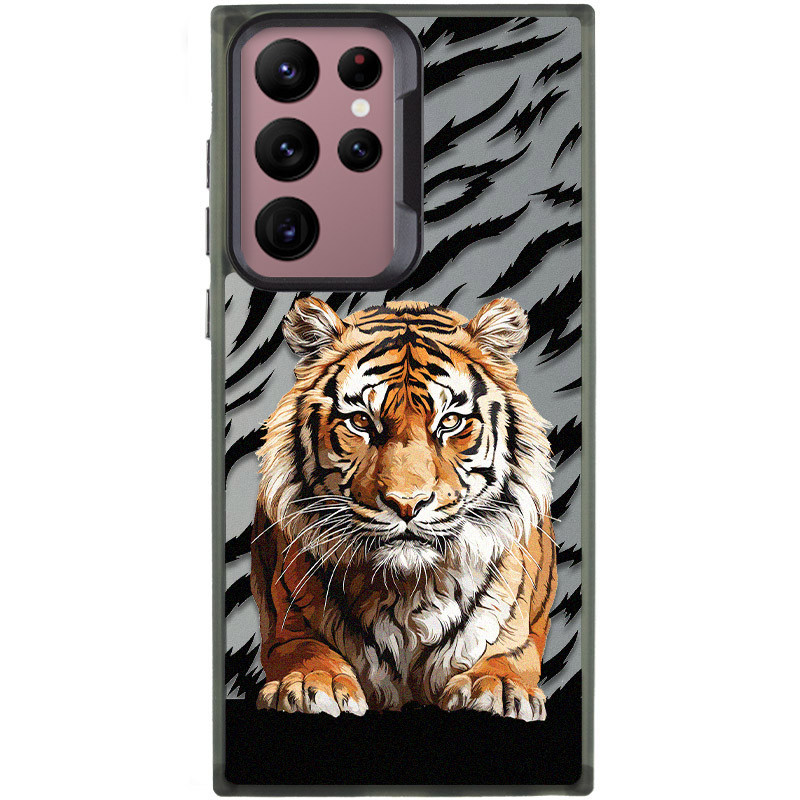 TPU+PC чохол TakiTaki Magic glow на Samsung Galaxy S23 Ultra (Tiger on the ground / Black)