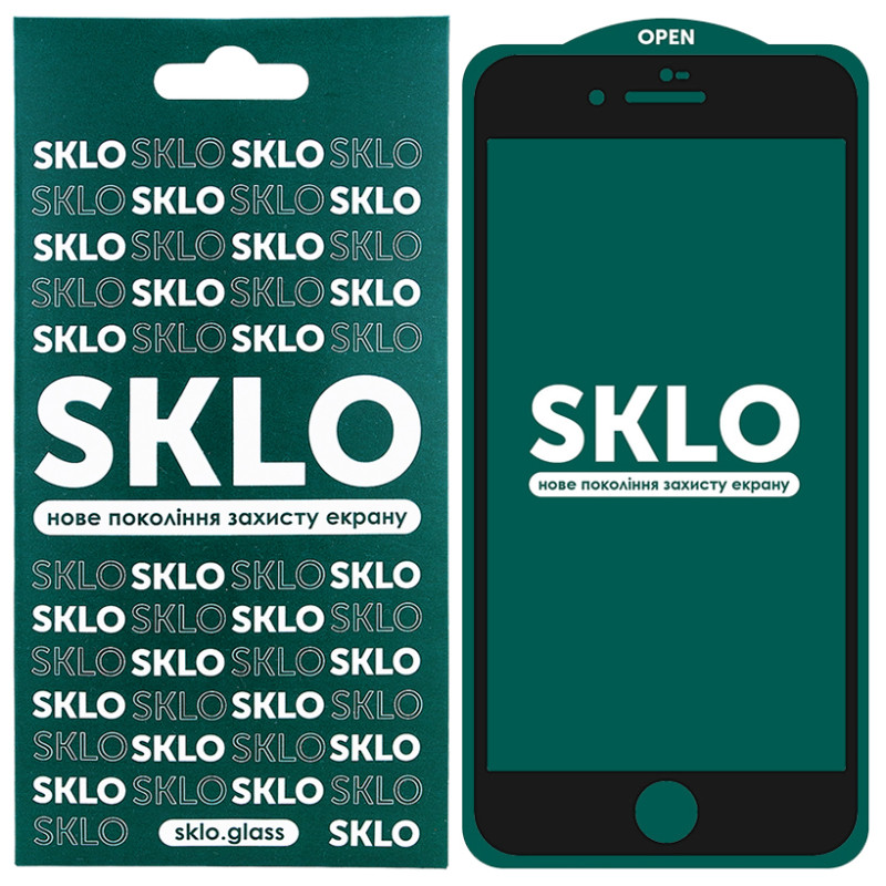 Защитное стекло SKLO 5D для Apple iPhone 7 plus / 8 plus (5.5") (Черный / Белая подложка)