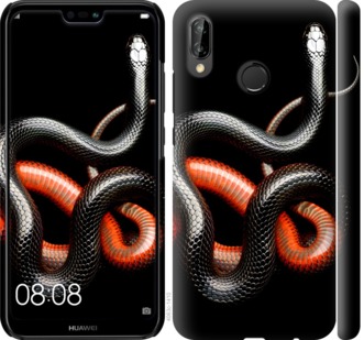 

Чохол Червоно-чорна змія на чорному тлі на Huawei P20 Lite 696040