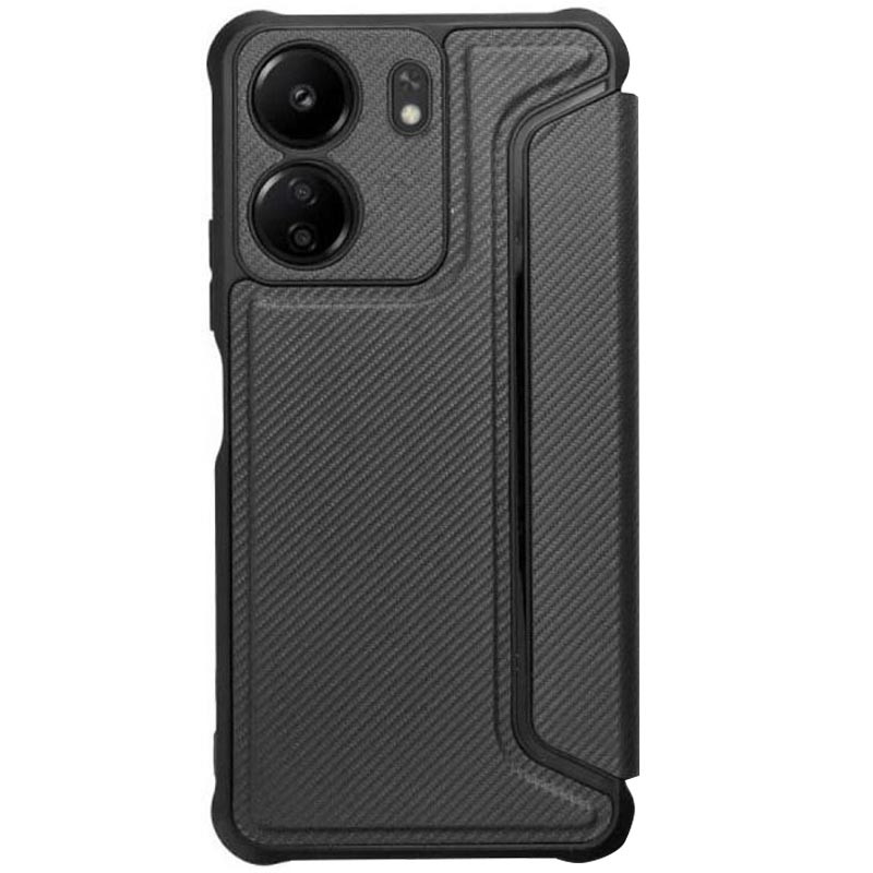 Фото Кожаный чехол книжка GETMAN Razor (PU) для Xiaomi Redmi 13C / Poco C65 (Black) на vchehle.ua