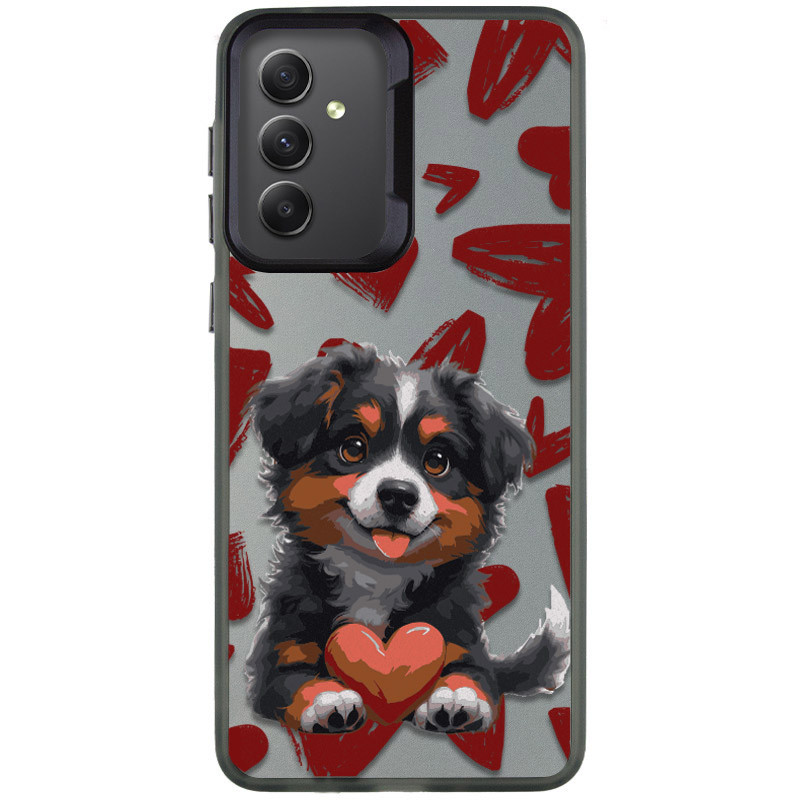 TPU+PC чехол TakiTaki Love magic glow для Samsung Galaxy A34 5G (Lovely dog / Black)