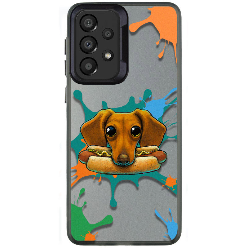 TPU+PC чохол TakiTaki Graffiti magic glow на Samsung Galaxy A53 5G (Sausage dog / Black)