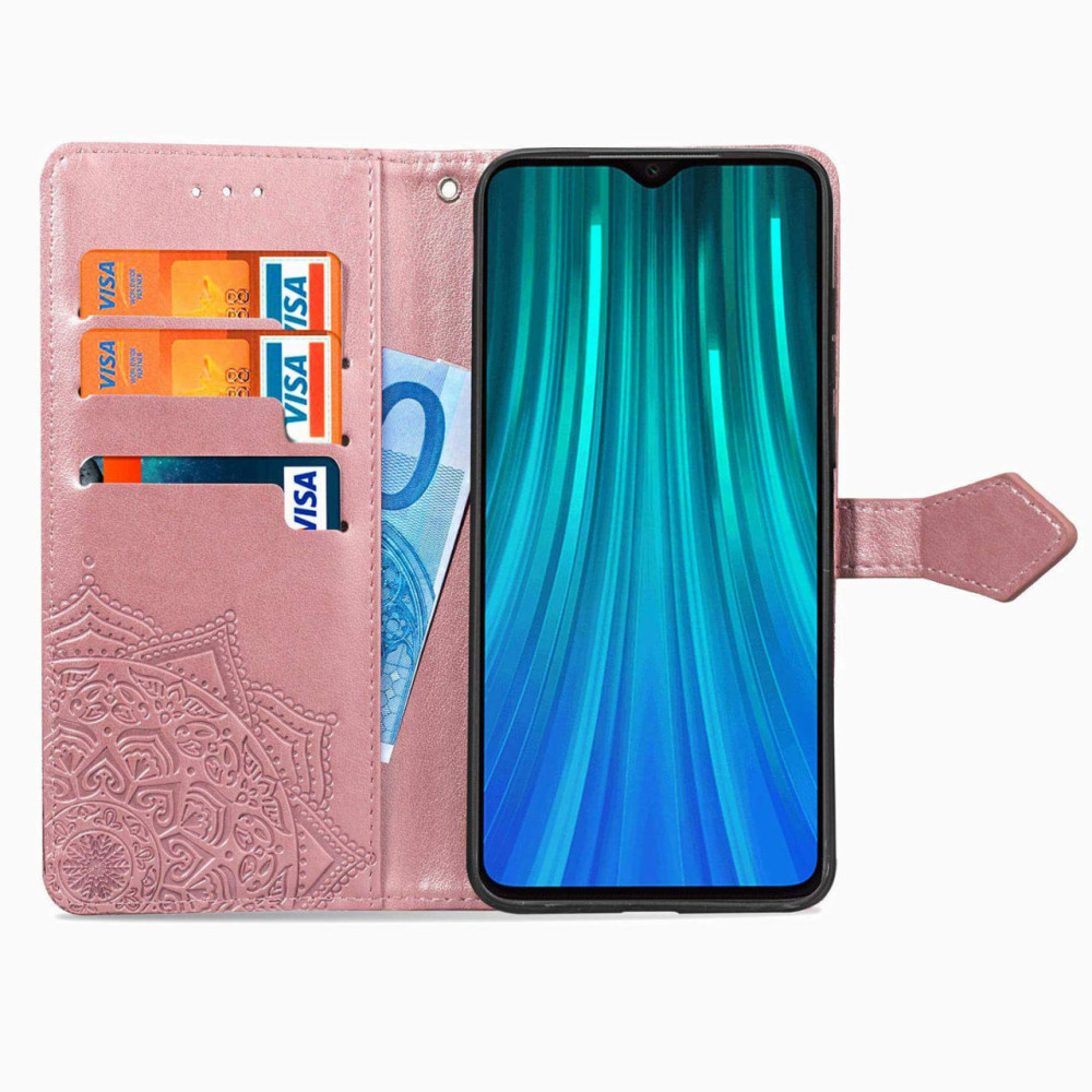 Кожаный чехол (книжка) Art Case с визитницей для Xiaomi Redmi Note 8 Pro (Розовый) в магазине vchehle.ua