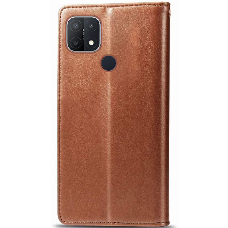 Шкіряний чохол-книжка GETMAN Gallant (PU) для Oppo A15s / A15 (Коричневий) в магазині vchehle.ua