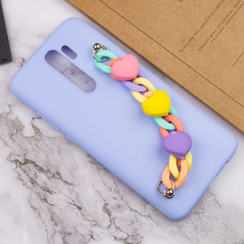 Чехол Chained Heart c подвесной цепочкой для Xiaomi Redmi Note 8 Pro (Lilac Blue) в магазине vchehle.ua